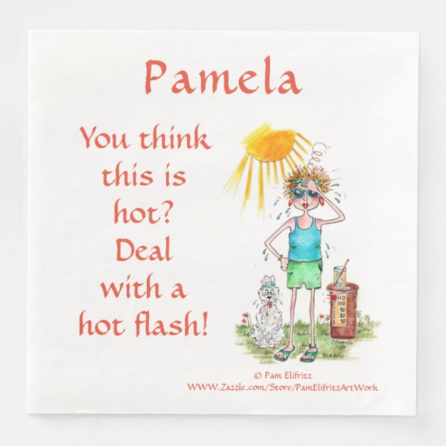 Hot Flash Climate Woman in Menopause Text  Paper Dinner Napkins (Front)