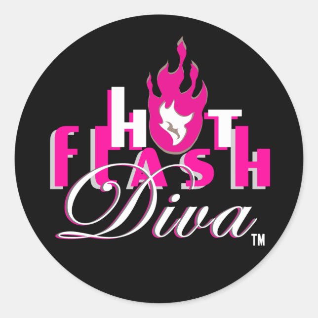 Hot Flash Diva Logo for Dark Bkg Classic Round Sticker (Front)