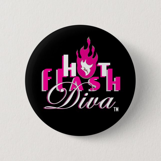 Hot Flash Diva Logo for Dark Bkg Pinback Button (Front)