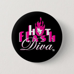 Hot Flash Diva Logo for Dark Bkg Pinback Button