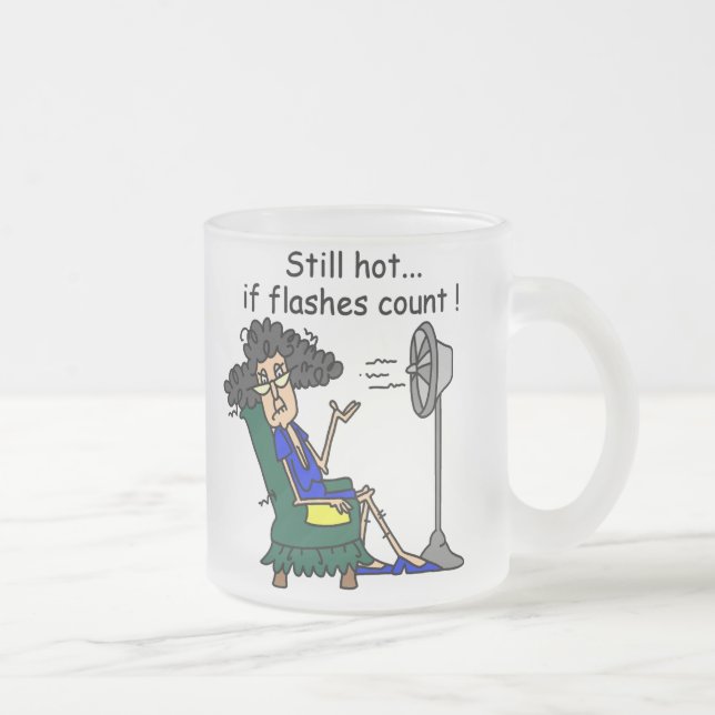 Hot Flash Humor Frosted Glass Coffee Mug (Right)