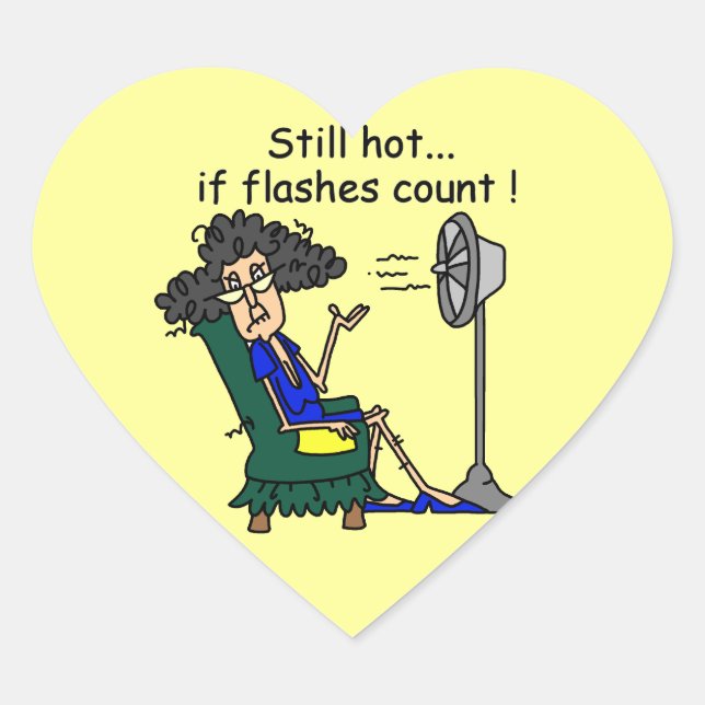 Hot Flash Humor Heart Sticker (Front)