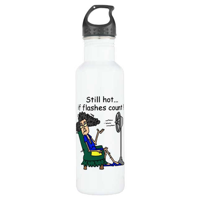 Hot Flash Humor Stainless Steel Water Bottle (Front)
