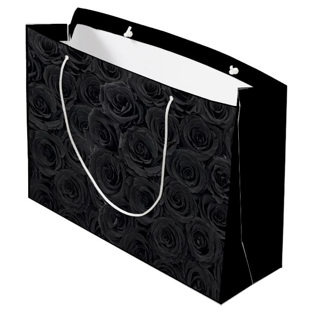 Hot Flower Black Roses Large Gift Bag (Back Angled)