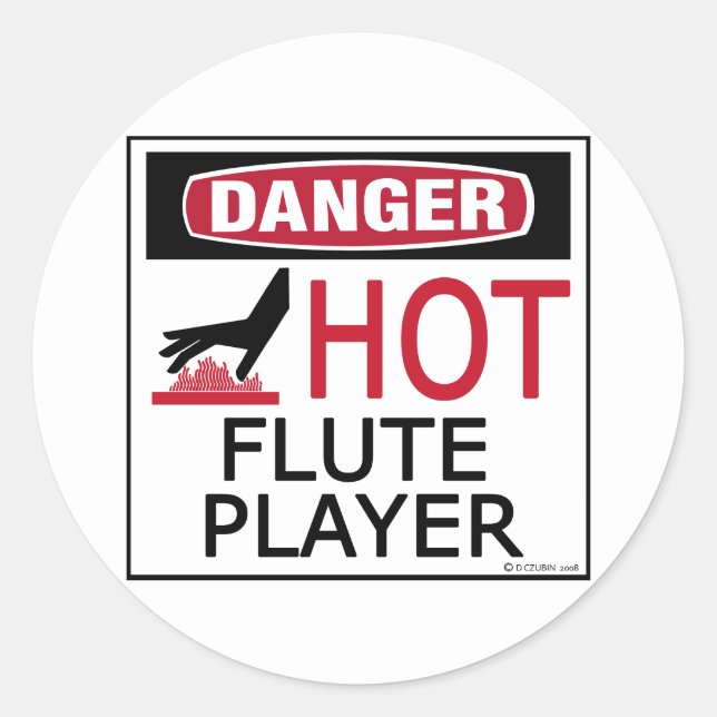 Hot Flute Player Classic Round Sticker (Front)