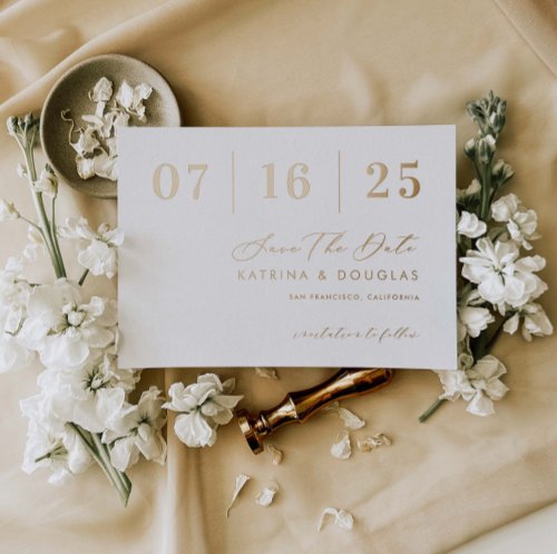 Hot Foil Save The Date Announcement Wedding Card