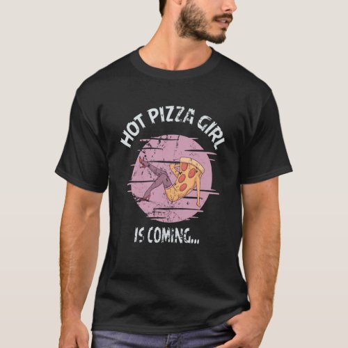 Hot Food Pizza Delivery Girl On Scooter Costume T_Shirt