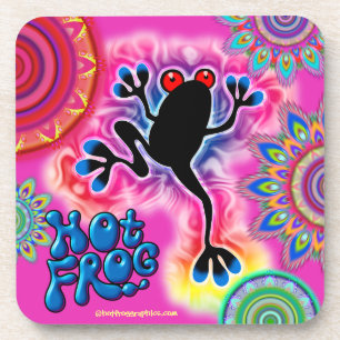 Hot Frog Surf Boho Psychedelic coaster pink.