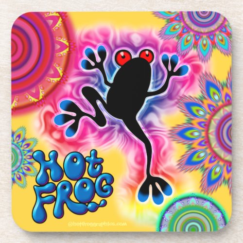 Hot Frog Surf Boho Psychedelic coaster yellow