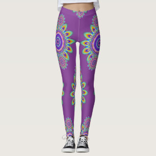 Hot Frog Surf psychedelic BoHo leggings purple.