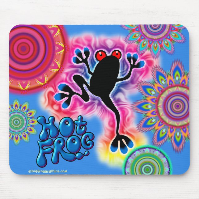 Hot Frog Surf psychedelic mouse mat blue (Front)