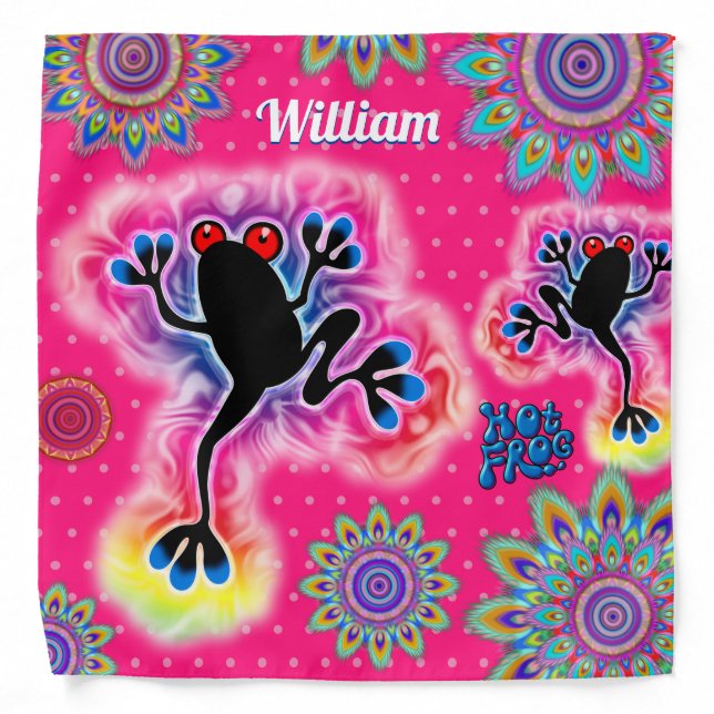 Hot Frog Surf pyschedelic Bandana2 pinks Bandana (Front)