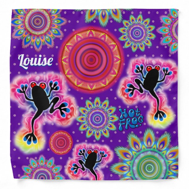 Hot Frog Surf pyschedelic Bandana purple (Front)