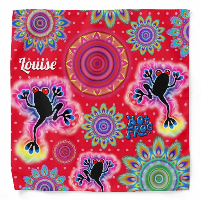 Hot Frog Surf pyschedelic Bandana red (Front)