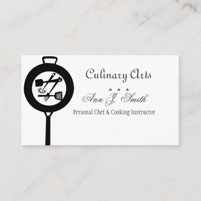 Hot Frying Cast Iron Pan Restaurant Chef Culinary Business Card (Front)
