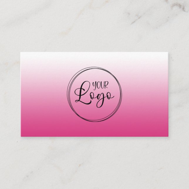 Hot Fuchsia Pink Gradient Logo Business Card (Front)