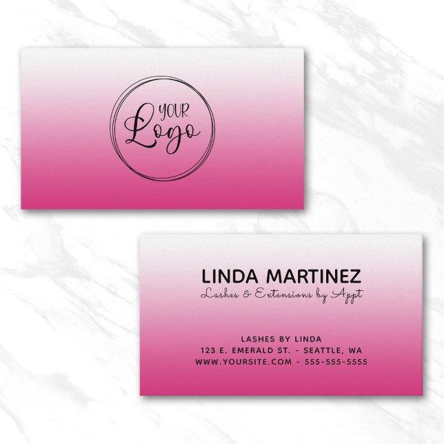 Hot Fuchsia Pink Gradient Logo Business Card (Hot Fuchsia Pink Gradient Logo Business Card)