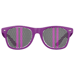 Hot Fuchsia Pink Racing Stripes Carbon Fiber Style Retro Sunglasses