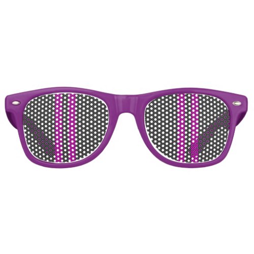 Hot Fuchsia Pink Racing Stripes Carbon Fiber Style Retro Sunglasses