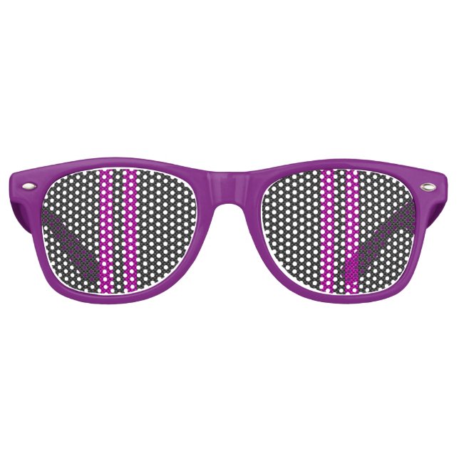 Hot Fuchsia Pink Racing Stripes Carbon Fiber Style Retro Sunglasses (Front)