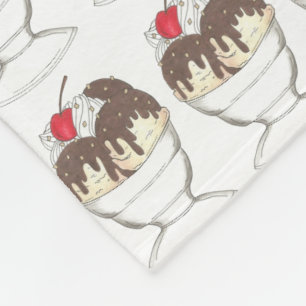 Hot Fudge Ice Cream Shoppe Sundae Foodie Fleece Blanket