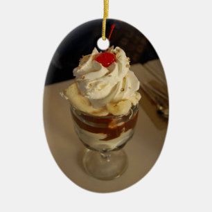 Hot Fudge Ice Cream Sundae Ceramic Ornament