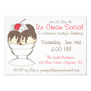 ice cream social invitations zazzle