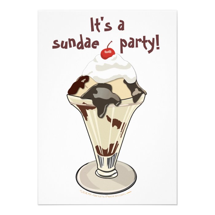 Hot Fudge Sundae Invitations for Ice Cream Party