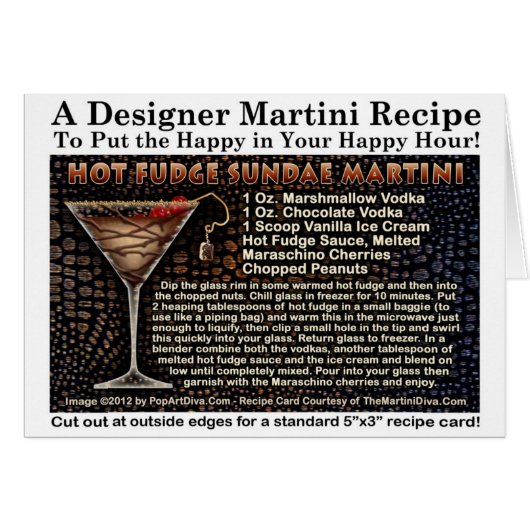 Hot Fudge Sundae Martini Recipe Greeting NoteCard (Front Horizontal)