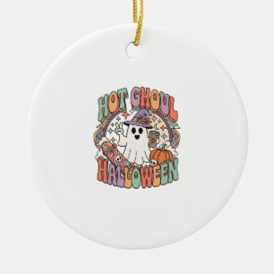 Hot Ghoul Halloween Ghost Witch Hat Skateboard Ceramic Ornament