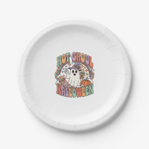 Hot Ghoul Halloween Ghost Witch Hat Skateboard Paper Plates