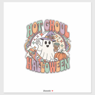 Hot Ghoul Halloween Ghost Witch Hat Skateboard Sticker