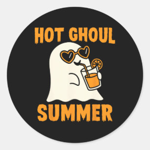Hot Ghoul Summer Cute Funny Ghost Halloween Classic Round Sticker