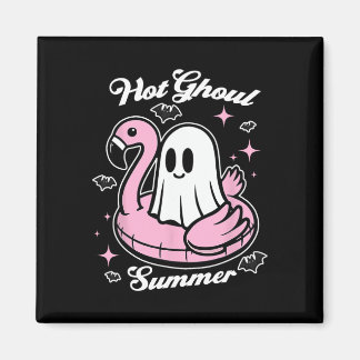 Hot Ghoul Summer Flamingo Ghost Summerween  Magnet