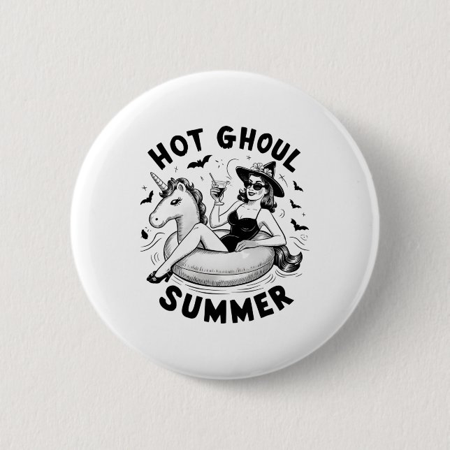 Hot Ghoul Summer Funny Halloween Outfit Costumes  Button (Front)