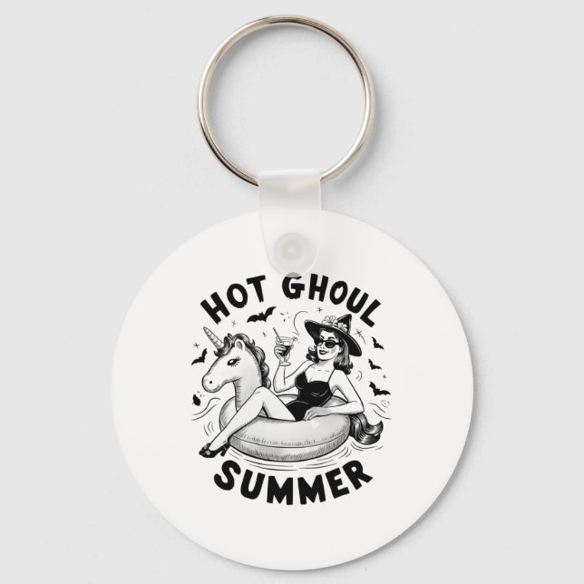 Hot Ghoul Summer Funny Halloween Outfit Costumes  Keychain (Front)