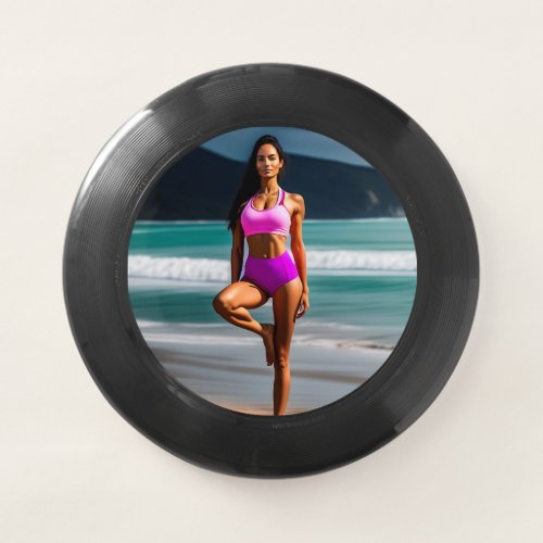 Hot girl posing in pink bikini Frisbees