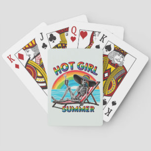 Hot Girl Summer Skeleton Retro Beach Design Poker Cards