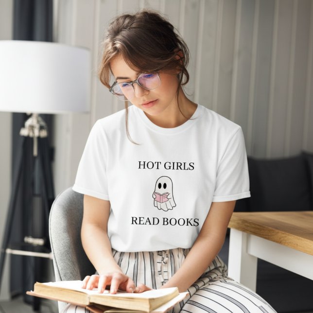 Hot Girls Read Books | Ghost Halloween Tri-Blend Shirt (Hot Girls Read Books | Ghost Halloween Tri-Blend Shirt)