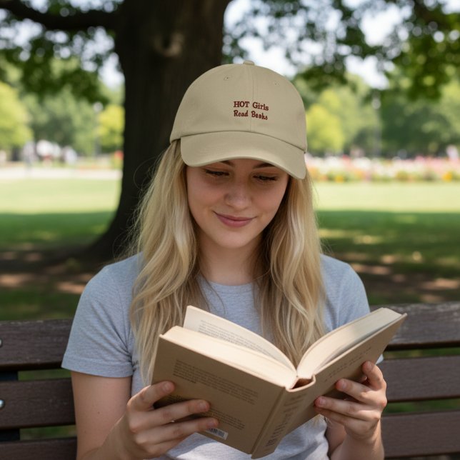 Hot Girls Read Books in Khaki Embroidered Baseball Cap (Creator Uploaded)
