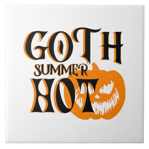 Hot Goth Summer_Horror Smiling Pumpkin Ceramic Tile
