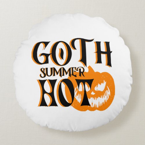 Hot Goth Summer_Horror Smiling Pumpkin Round Pillow