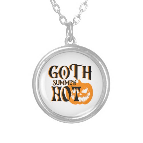 Hot Goth Summer_Horror Smiling Pumpkin Silver Plated Necklace