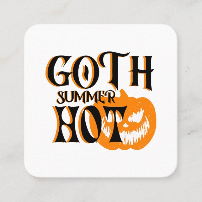 Hot Goth Summer-Horror Smiling Pumpkin Square Business Card (Front)