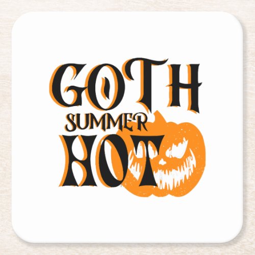 Hot Goth Summer_Horror Smiling Pumpkin Square Paper Coaster