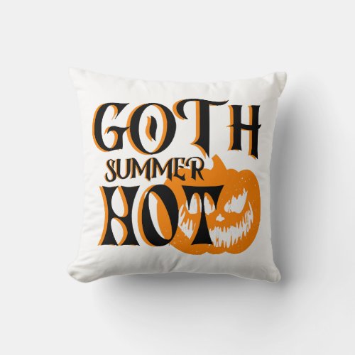 Hot Goth Summer_Horror Smiling Pumpkin Throw Pillow