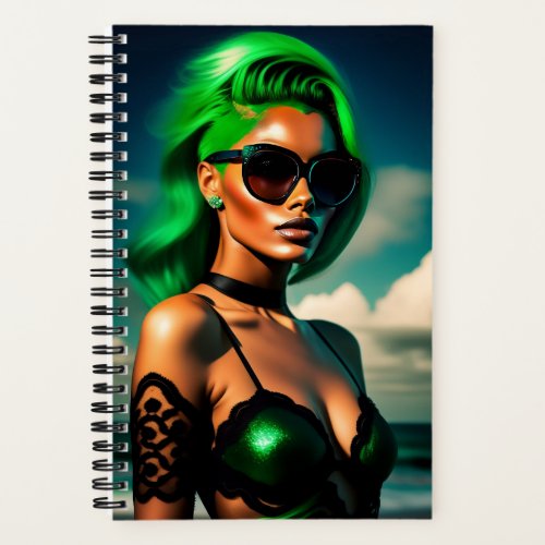 Hot green hair model girl artwork Notebook