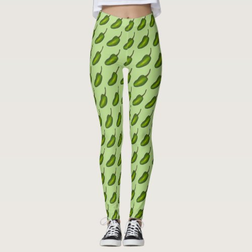 Hot Green Jalapeo Pepper Jalapenos Foodie Legging