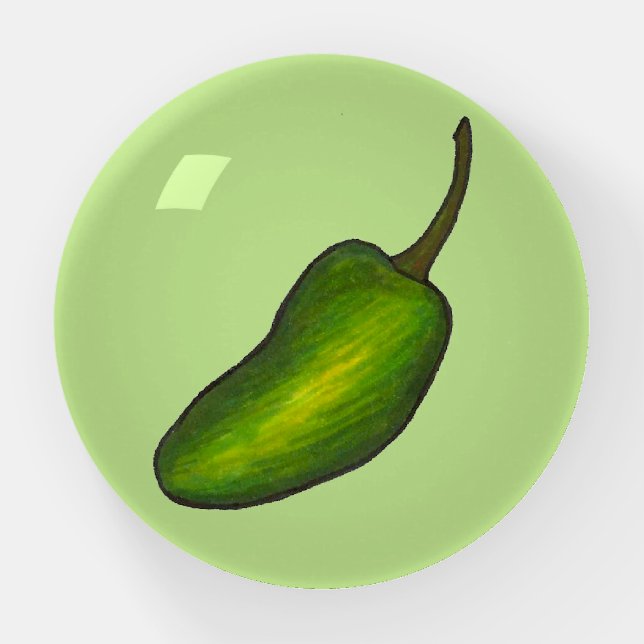 Hot Green Jalapeño Pepper Vegetarian Veggie Paperweight (Front)