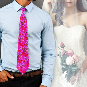 Hot Groom Bold Botanical Hawaiian  Neck Tie